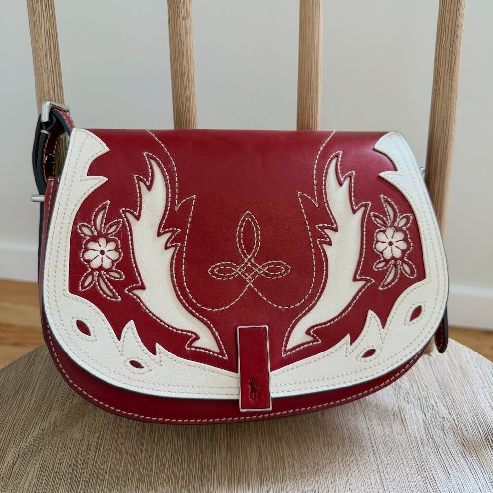 Polo Ralph Lauren Women's Red Polo Id Western Leather Crossbody Bag
